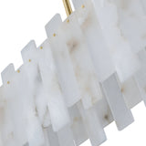 Lunaro Linear Panel Alabaster Chandelier – Brushed Brass & Soft White