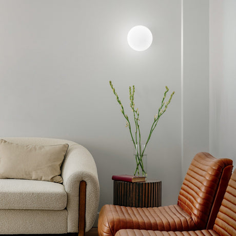 Cotton Wall Light 200mm - White Glass in situ