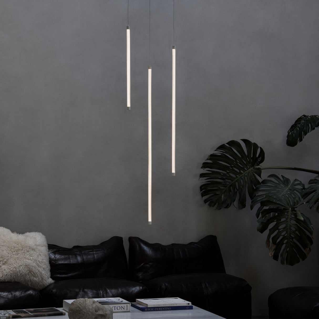 Tubix Pendant Light 1345mm Drop - White in situ
