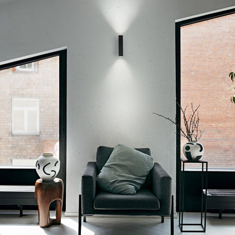 Look Square Wall Light 30mm x 150mm - Black in situ