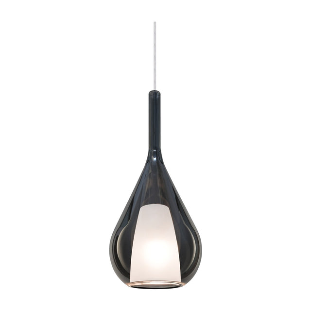 Kalique Teardrop Pendant Light 180mm - Chrome & Smoke Glass