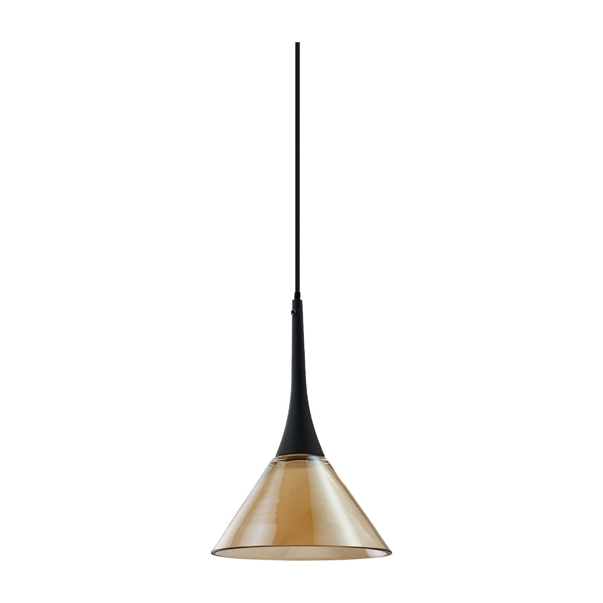 Cocktail Pendant Light - Matt Black & Amber Glass