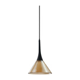 Cocktail Pendant Light - Matt Black & Amber Glass