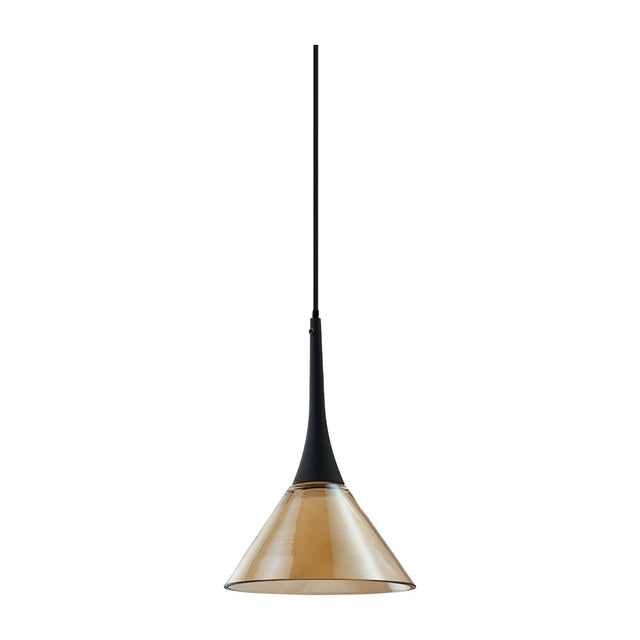 Cocktail Pendant Light - Matt Black & Amber Glass