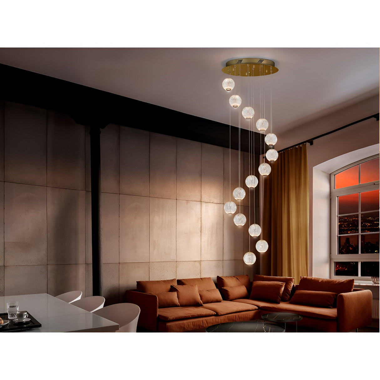 Austral 14 Light LED Cluster Pendant 69W 3200K - Gold/Transparent