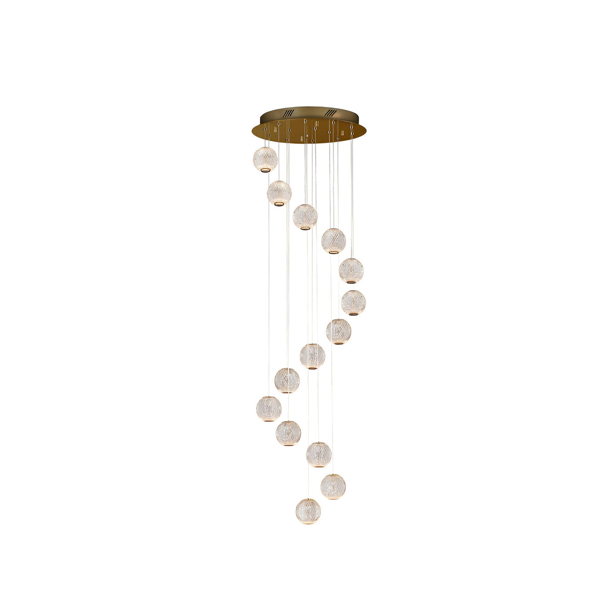 Austral 14 Light LED Cluster Pendant 69W 3200K - Gold/Transparent