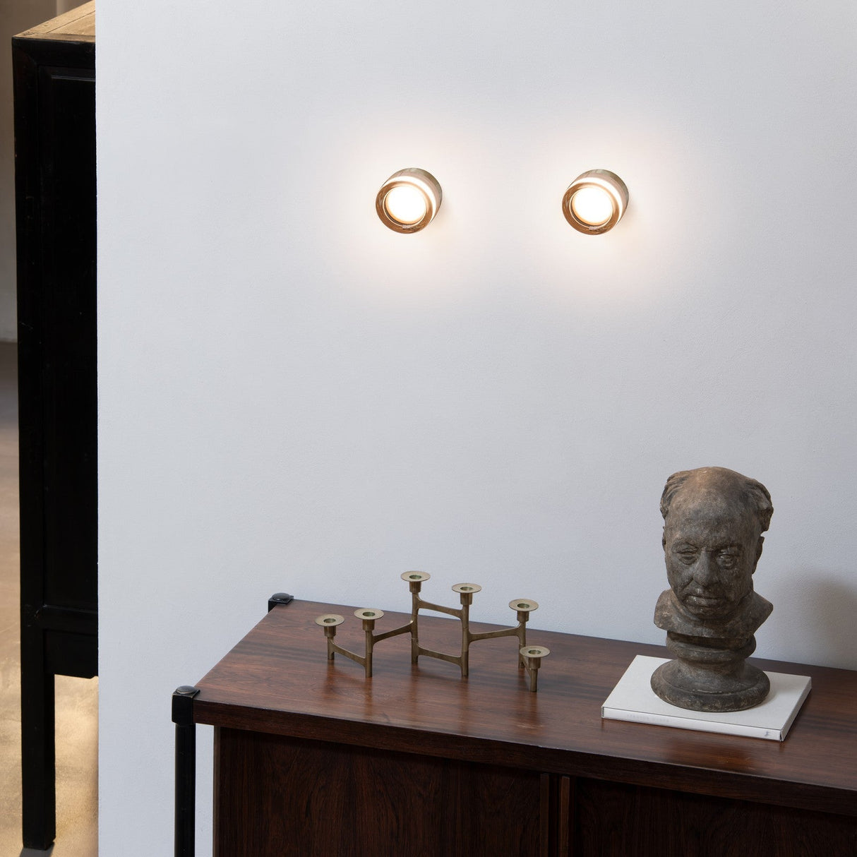 Lolly Wall Light - White & Clear Glass in situ