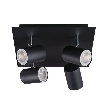 Evalo 260x260 4 x GU10 Round Ceiling Spotlight - Black
