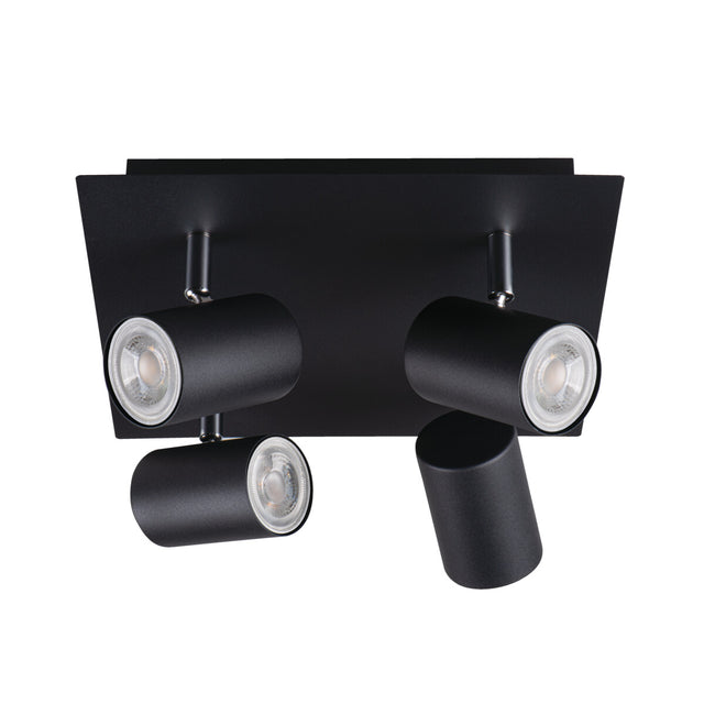 Evalo 260x260 4 x GU10 Round Ceiling Spotlight - Black