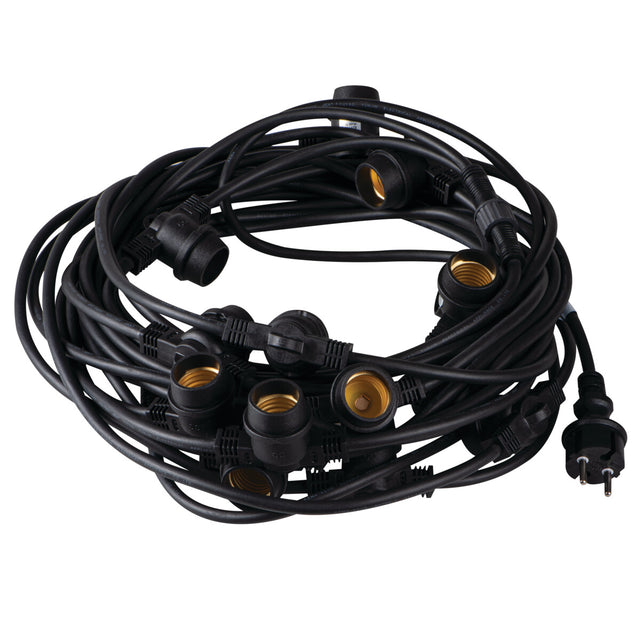GRL 15M 15E27 Connectable Festoon Lights IP44 - Black