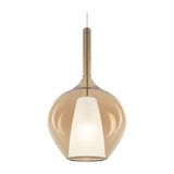 Kalique Globe Pendant Light 280mm - Chrome & Amber Glass
