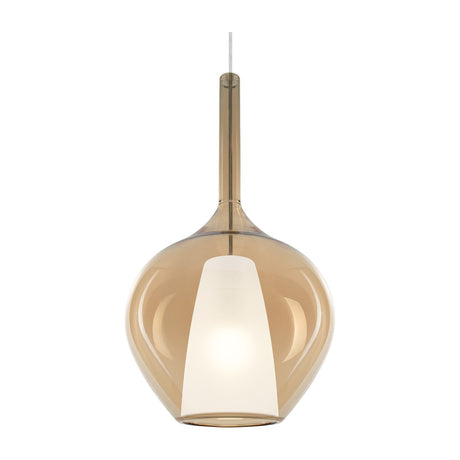 Kalique Globe Pendant Light 280mm - Chrome & Amber Glass