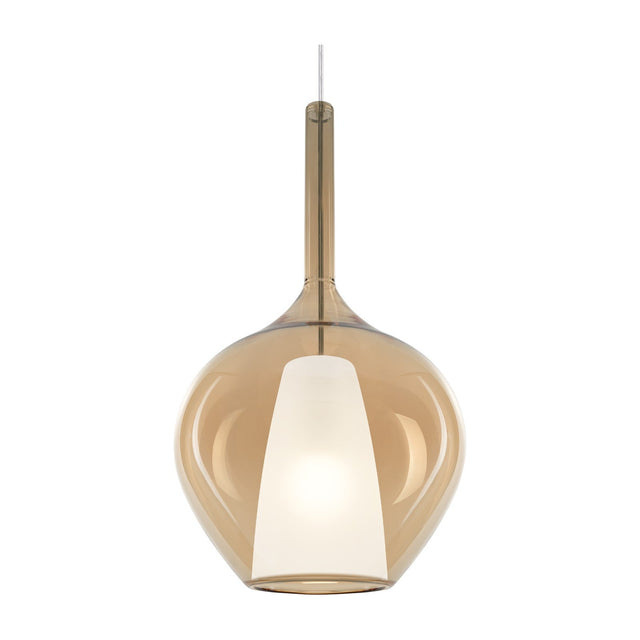 Kalique Globe Pendant Light 280mm - Chrome & Amber Glass