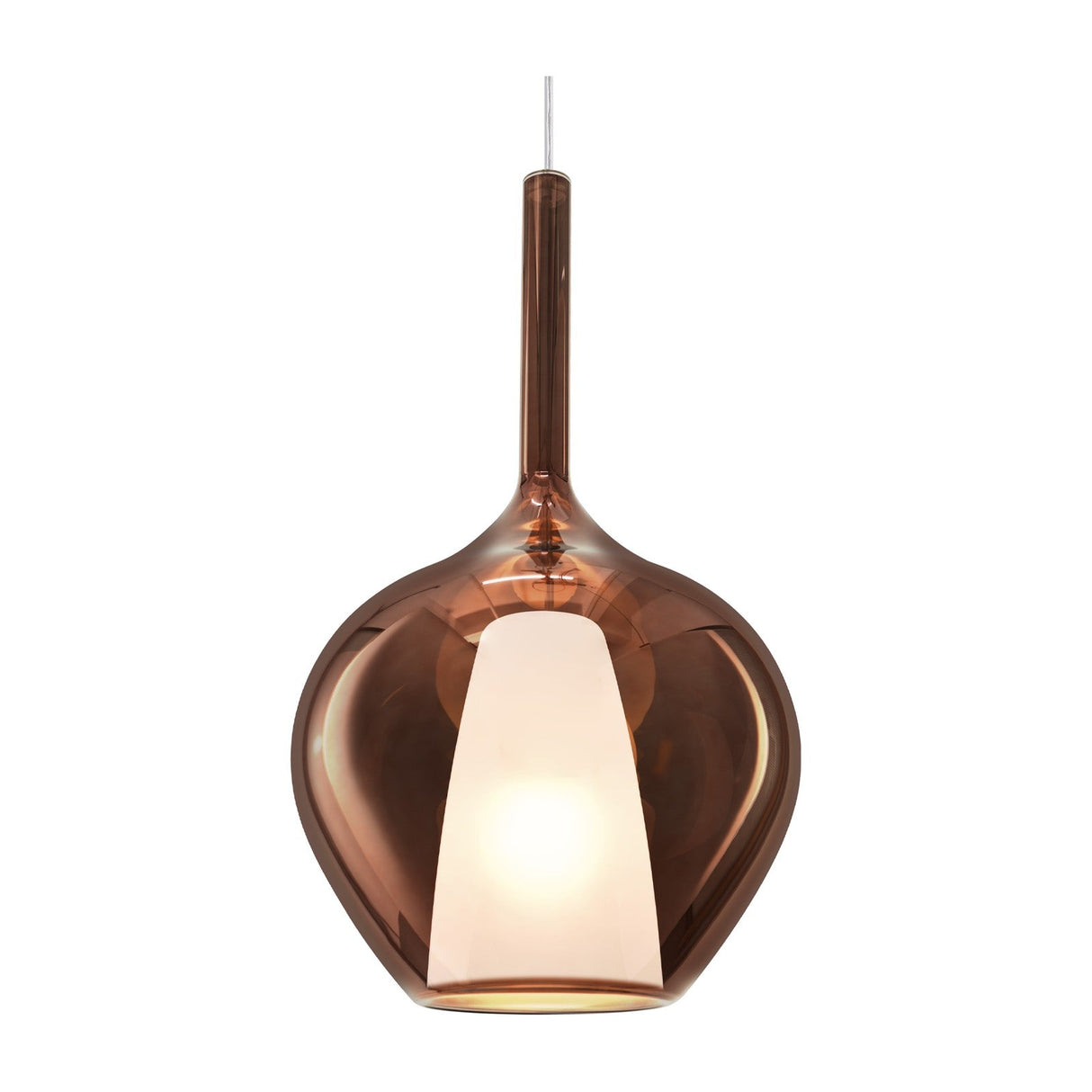 Kalique Globe Pendant Light 280mm - Chrome & Copper Glass