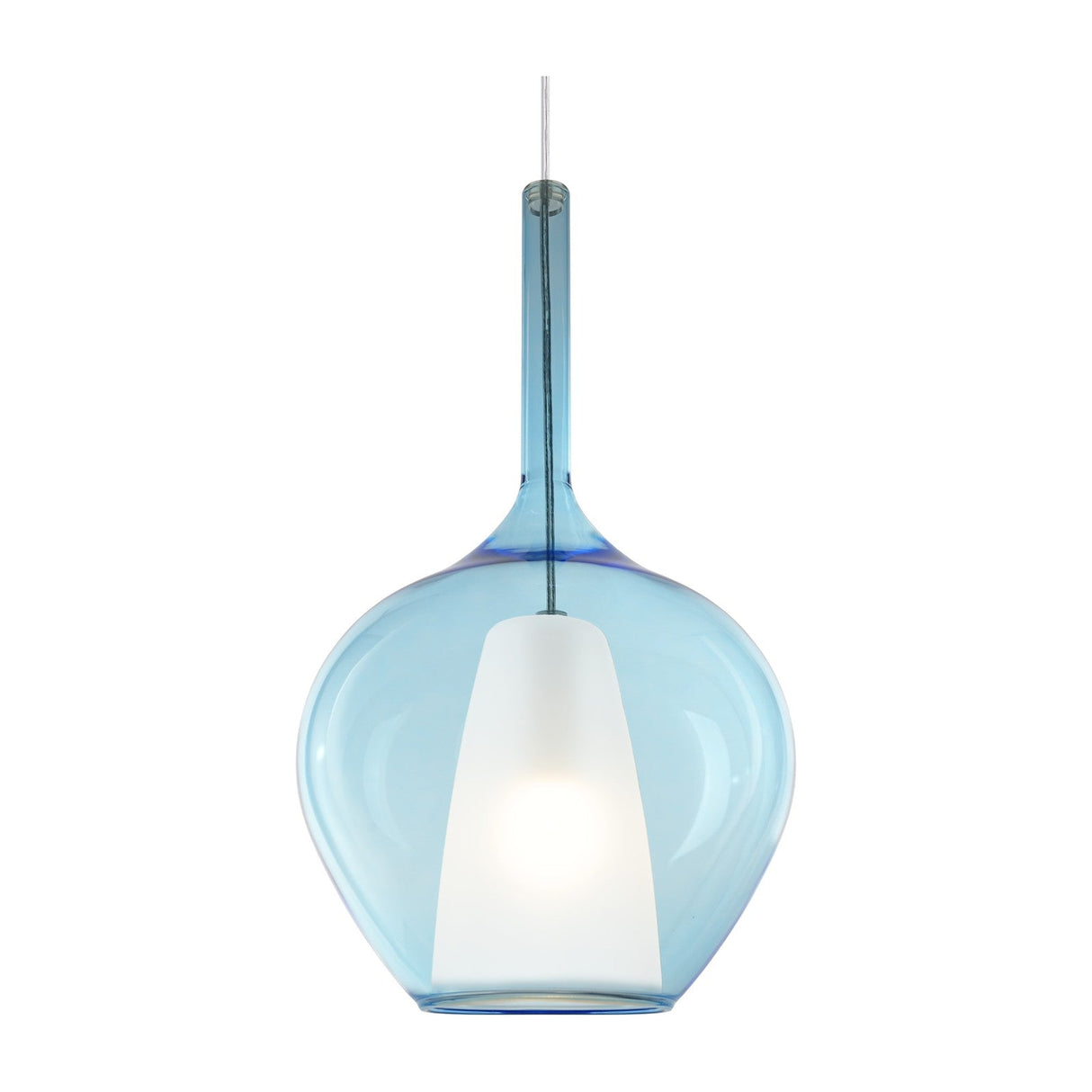 Kalique Globe Pendant Light 280mm - Chrome & Light Blue Glass