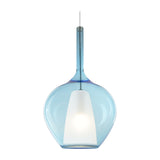 Kalique Globe Pendant Light 280mm - Chrome & Light Blue Glass