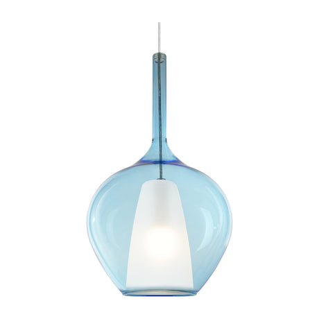 Kalique Globe Pendant Light 280mm - Chrome & Light Blue Glass