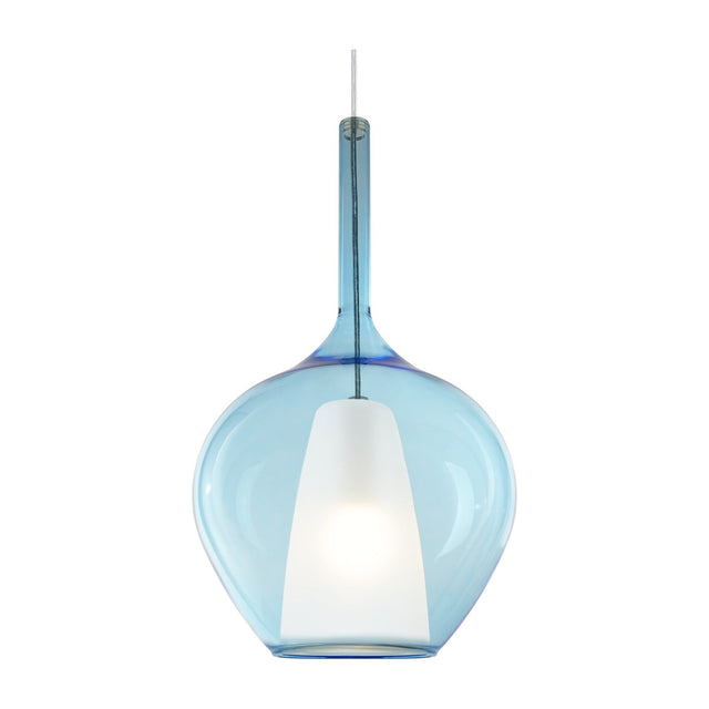 Kalique Globe Pendant Light 280mm - Chrome & Light Blue Glass