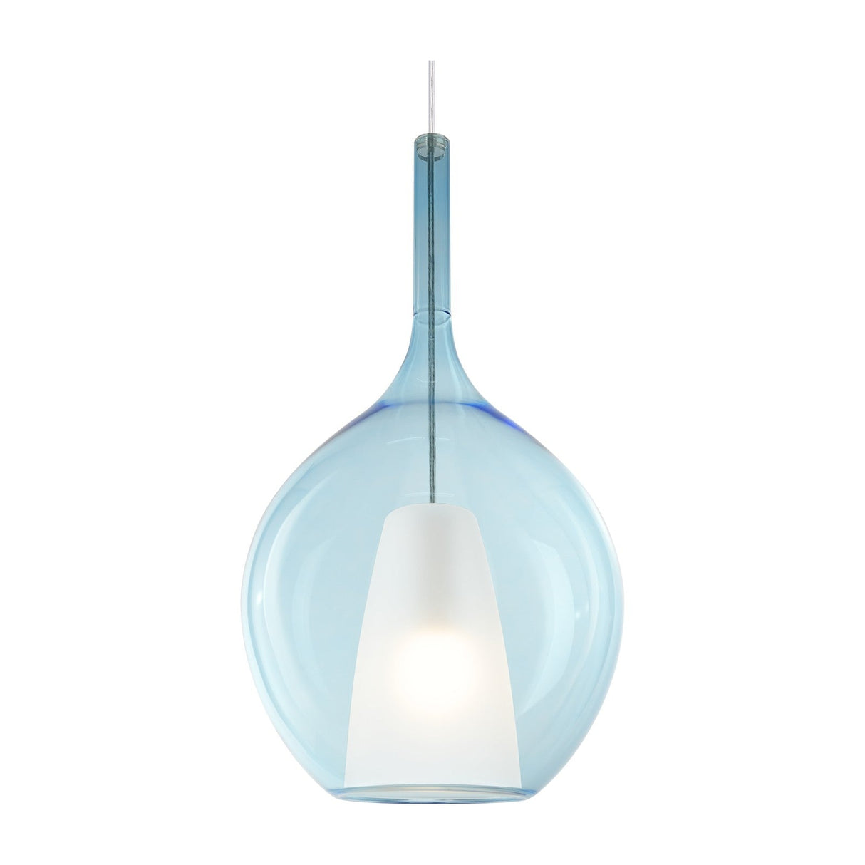 Kalique Raindrop Pendant Light 280mm - Chrome & Light Blue Glass