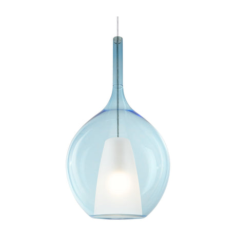 Kalique Raindrop Pendant Light 280mm - Chrome & Light Blue Glass