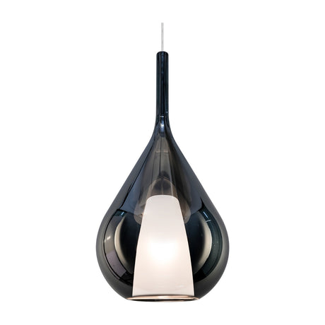 Kalique Teardrop Pendant Light 280mm - Chrome & Smoke Glass