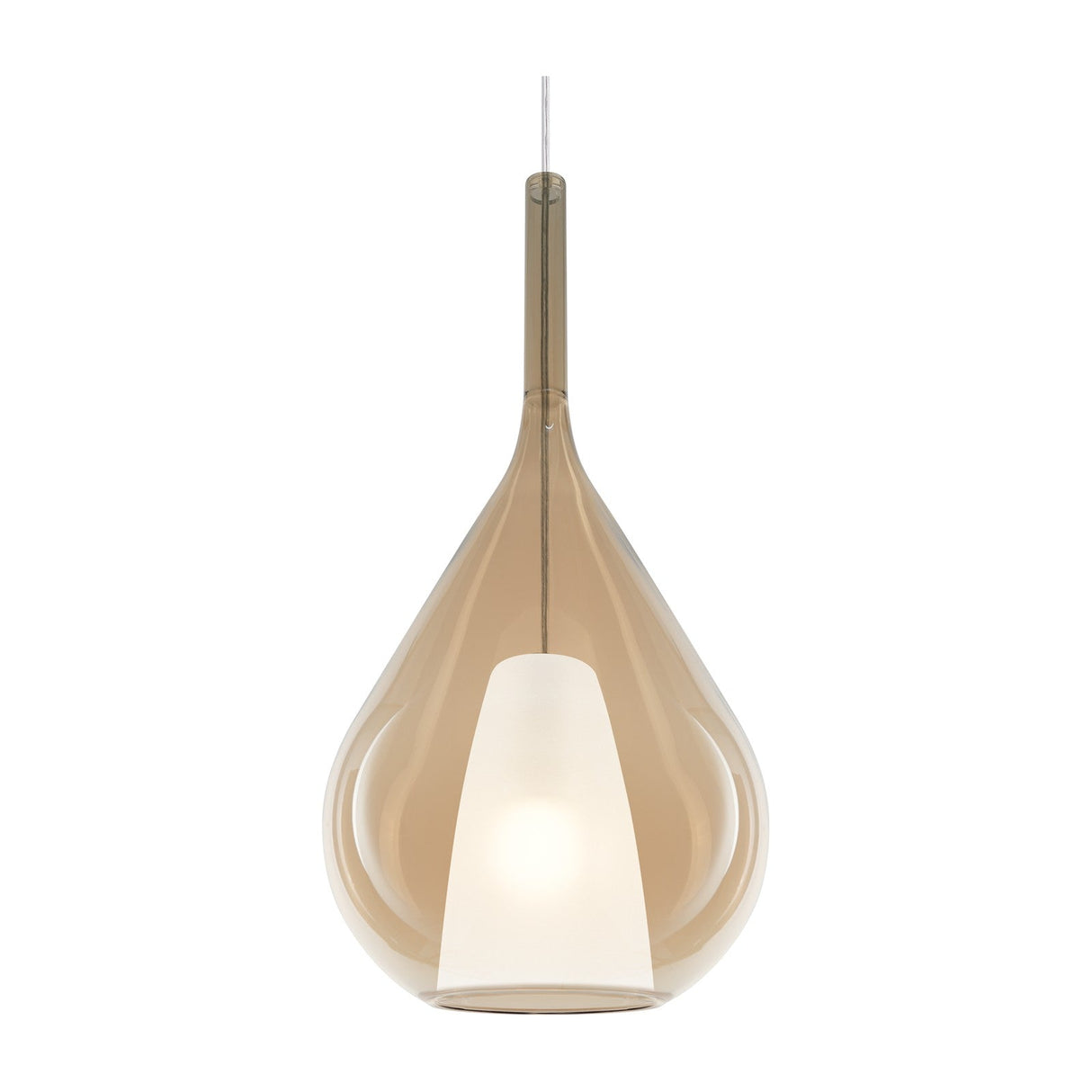 Kalique Teardrop Pendant Light 280mm - Chrome & Amber Glass