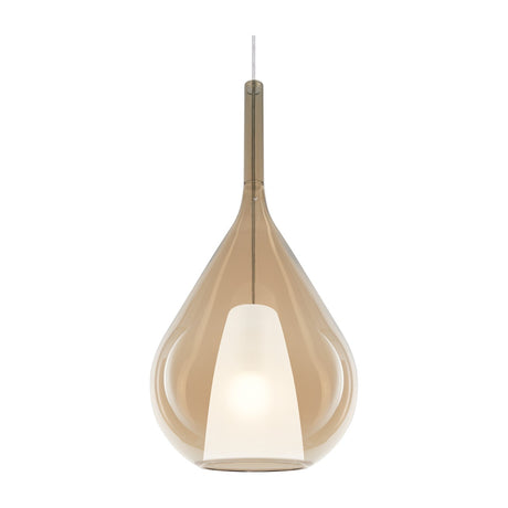 Kalique Teardrop Pendant Light 280mm - Chrome & Amber Glass