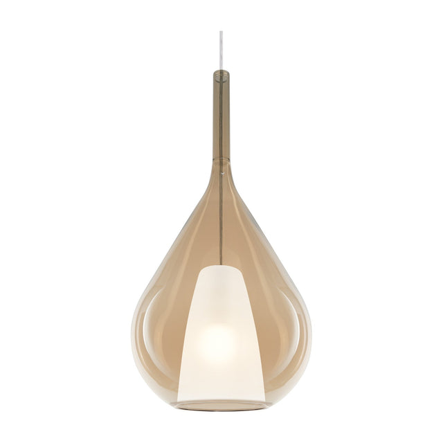 Kalique Teardrop Pendant Light 280mm - Chrome & Amber Glass