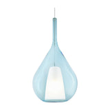 Kalique Teardrop Pendant Light 280mm - Chrome & Light Blue Glass