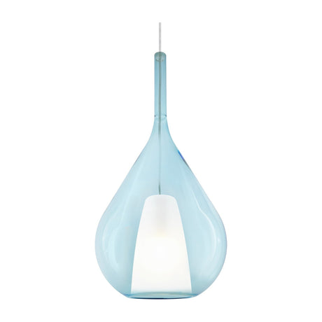 Kalique Teardrop Pendant Light 280mm - Chrome & Light Blue Glass
