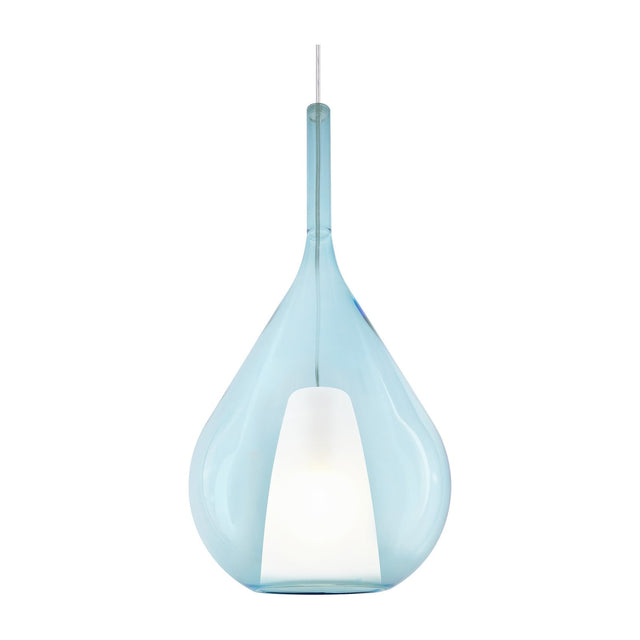 Kalique Teardrop Pendant Light 280mm - Chrome & Light Blue Glass