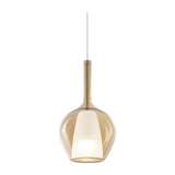 Kalique Globe Pendant Light 180mm - Chrome & Amber Glass