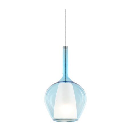 Kalique Globe Pendant Light 180mm - Chrome & Light Blue Glass