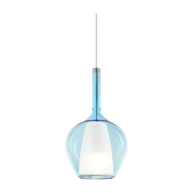 Kalique Globe Pendant Light 180mm - Chrome & Light Blue Glass