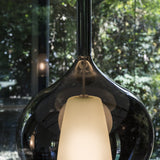 Kalique Raindrop Pendant Light 180mm - Chrome & Smoke Glass in situ