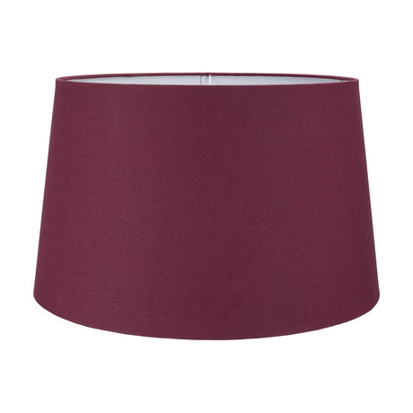Winston Mulberry Handloom Tapered Lampshade, 45cm, a fabric drum shade in deep mulberry with a white interior, shown against a plain white background.