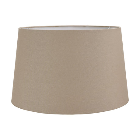 Winston Taupe Handloom Tapered Lampshade, 45cm, in fabric with a wide top and narrower base, shown on a plain white background.