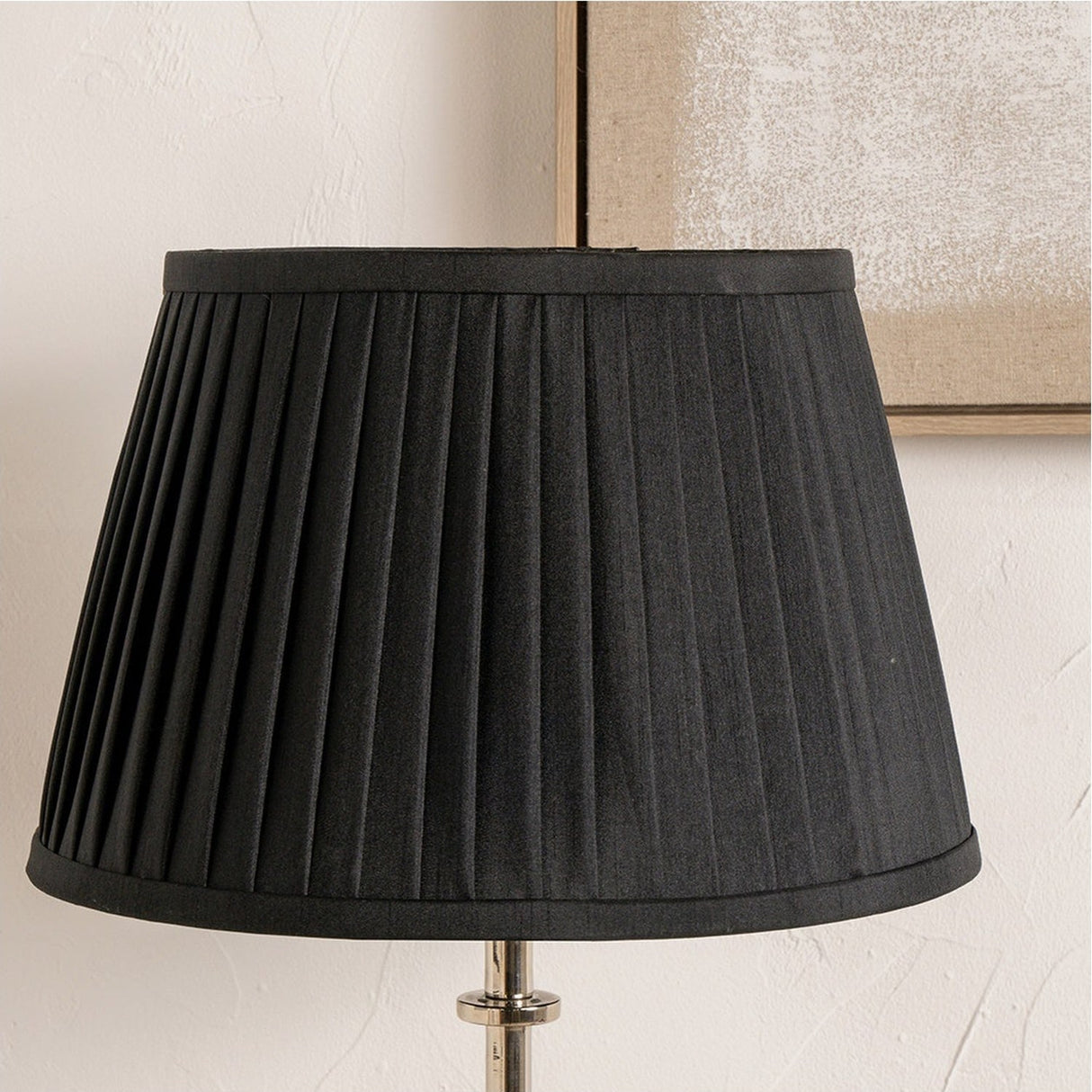 Lyndon Black Silk Mix Knife Pleated Tapered Lampshade - 40cm