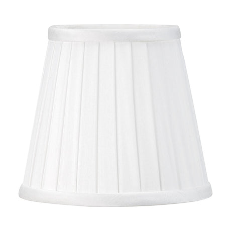 Lyndon Ivory Silk Mix Knife Pleated Tapered Lampshade, 16cm, in fabric with a fine pleated texture, shown on a plain white background.