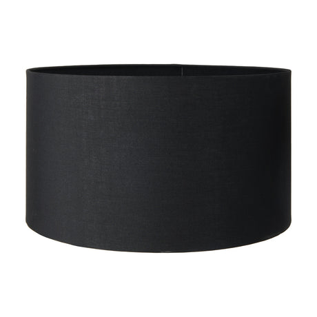 Harry Black Cotton Mix Cylinder Lampshade, 30cm, a drum-shaped fabric shade in black with a plain white background.
