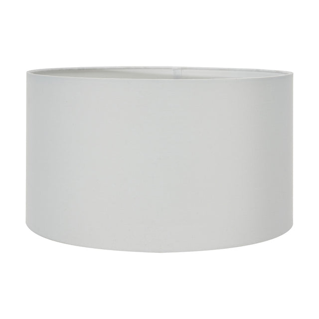 Harry Ivory Cotton Mix Cylinder Lampshade, 45cm wide fabric drum shade in ivory with a plain white background.