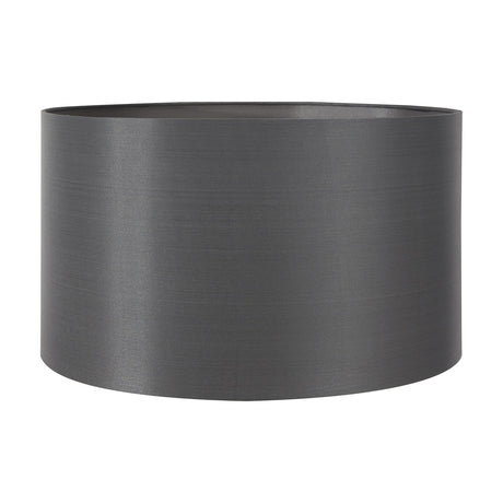 Zara Steel Grey Silk Lined Cylinder Lampshade, 40cm wide, in a grey fabric drum shape with a plain white background.