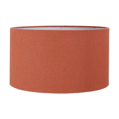 Henry Tobacco Handloom Cylinder Lampshade in a 30cm wide drum shape, woven textured fabric in a rust-tobacco tone with a white interior, shown on a plain white background.