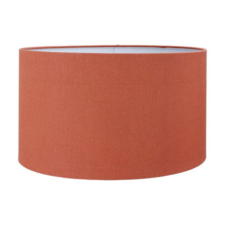 Henry Tobacco Handloom Cylinder Lampshade, 40cm wide, in a rust-brown fabric finish with a plain white background.