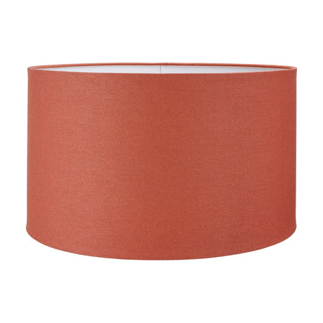 Henry Tobacco Handloom Cylinder Lampshade, 45cm, in a fabric drum shape with rust-brown finish and white interior, shown on a plain white background.