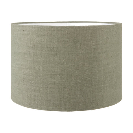 Edward Pistachio Green Linen Cylinder Lampshade, 45cm wide, textured linen drum shade with white interior, shown on a plain white background.