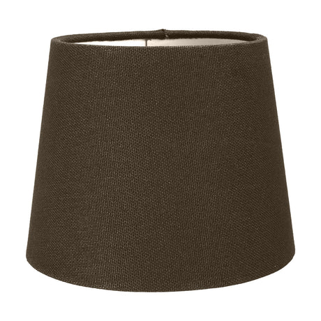 Pelham Grey Handloom Tapered Candle Clip Lampshade, 15cm wide, in textured grey fabric with a narrower top and wider base, shown on a plain white background.