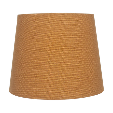 Pelham Mustard Handloom tapered candle clip lampshade, 15cm, in textured fabric with a mustard finish, shown on a plain white background.