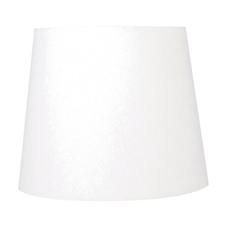 Pelham White Handloom Tapered Candle Clip Lampshade, 15cm wide, in white fabric with a smooth finish, shown against a plain white background.