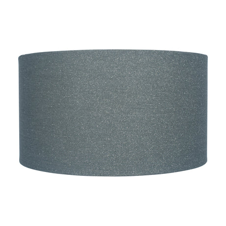 Bassey Steel Glitter Cylinder Cotton Mix Lampshade, 35cm, drum-shaped with a subtle glittered grey fabric finish, shown on a plain white background.